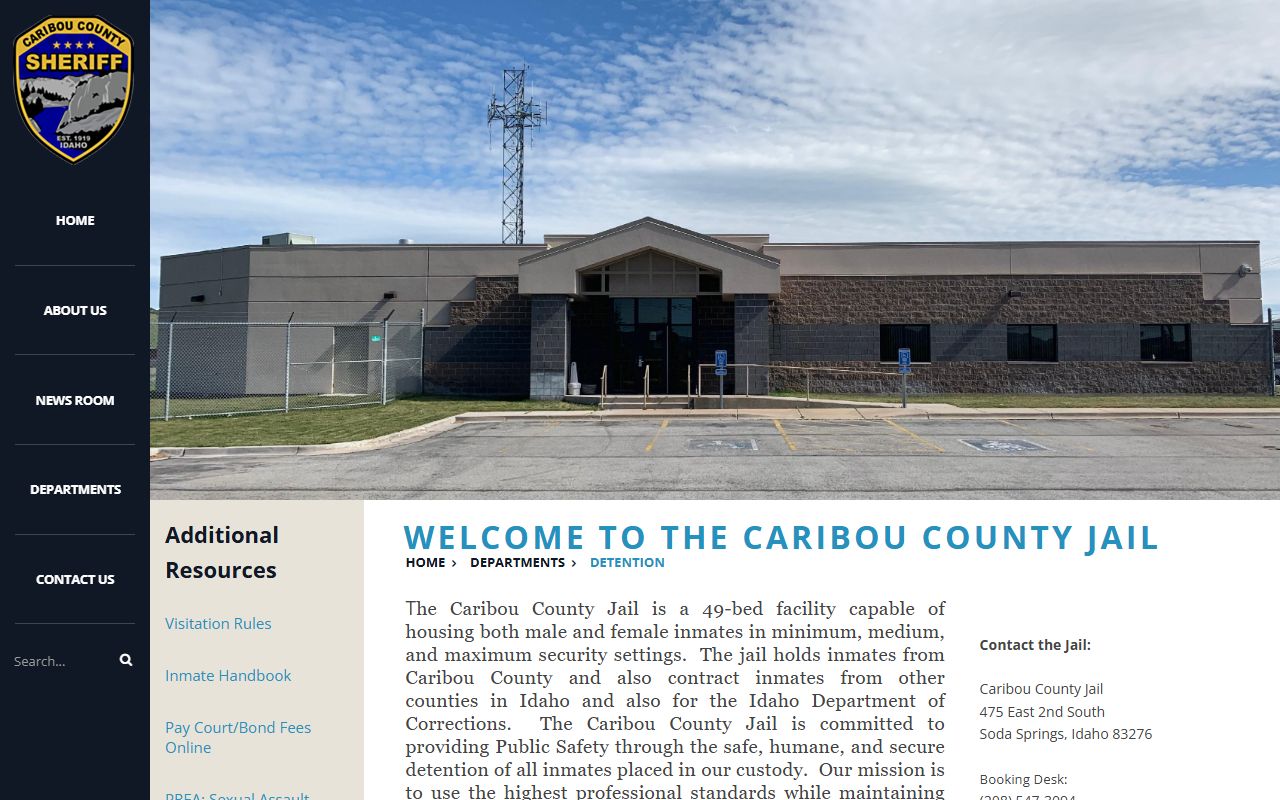 Caribou County Jail inmate lookup source page