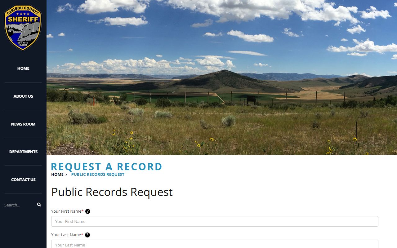 Caribou County inmate records sheriff public records request form